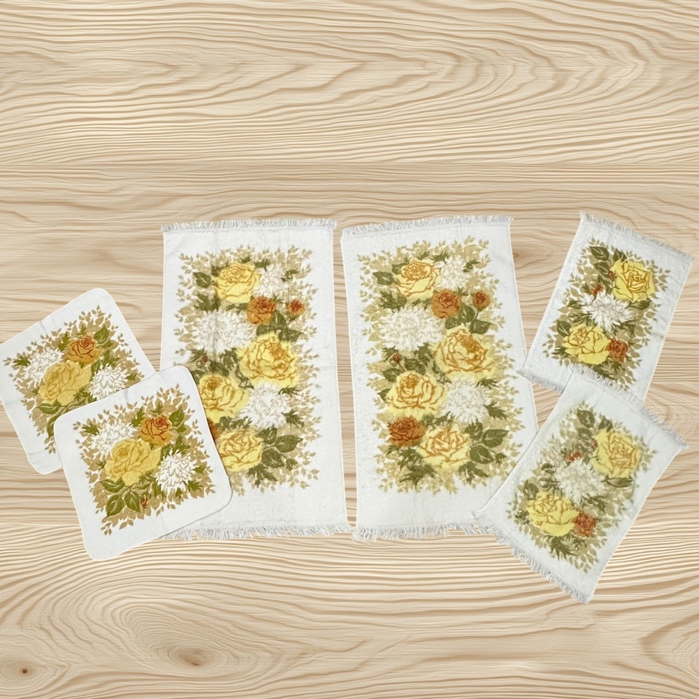 Fieldcrest Royal Velvet Vintage 6 Piece Lot of Bath Towels Dreamy Florals